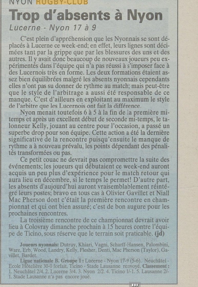 Lucerne 17- Nyon 9