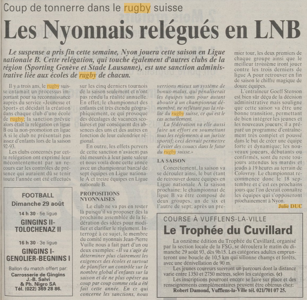 Nyon relégué