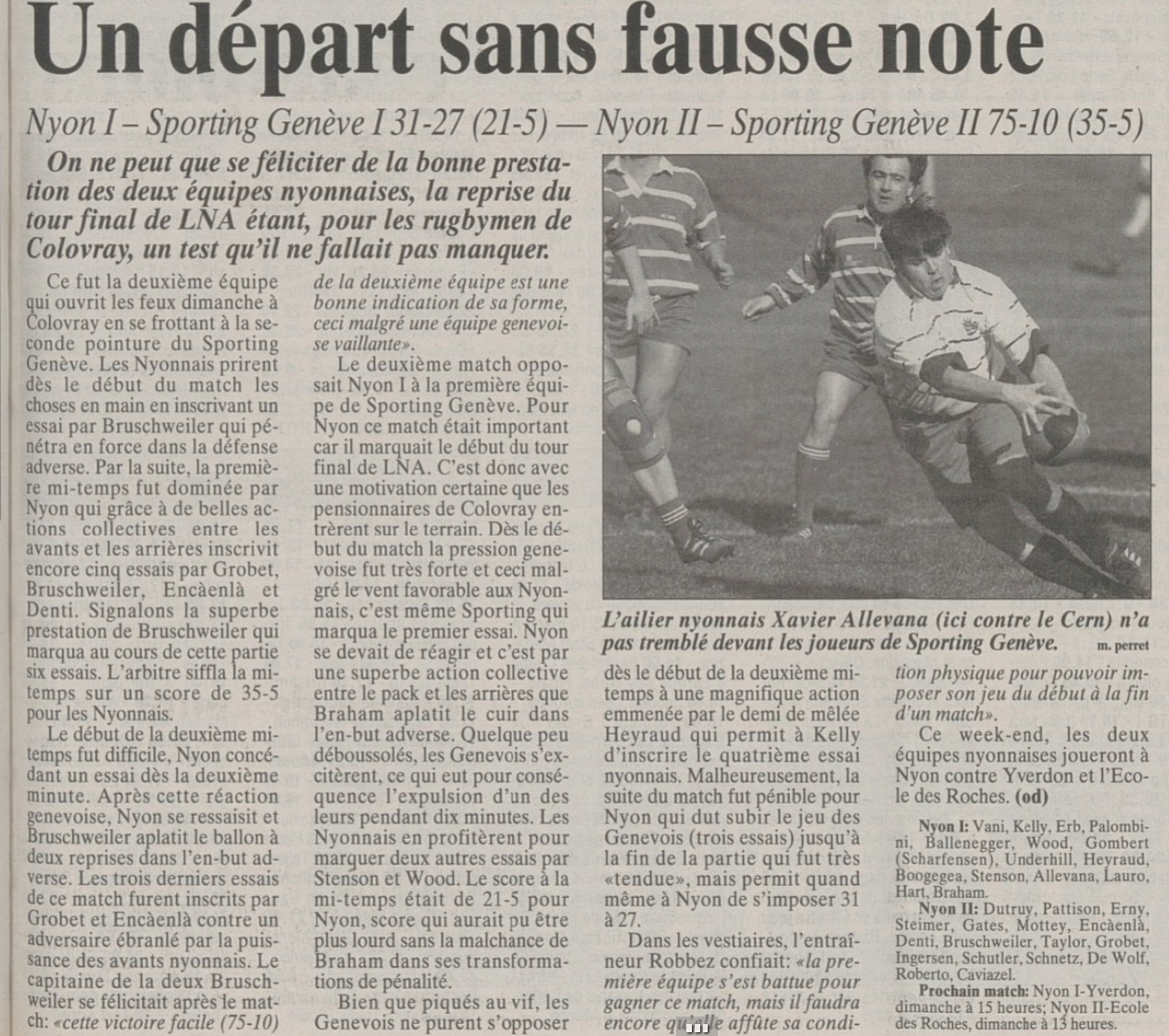 Nyon 31 - Sporting 27