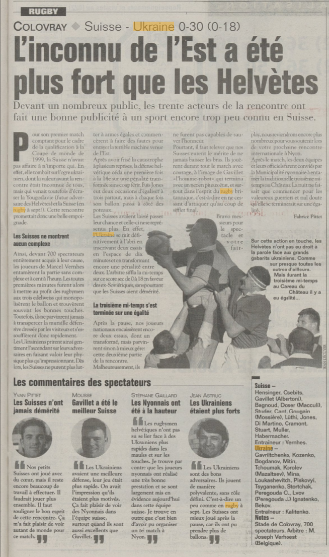 Suisse 0 - Unkraine 30