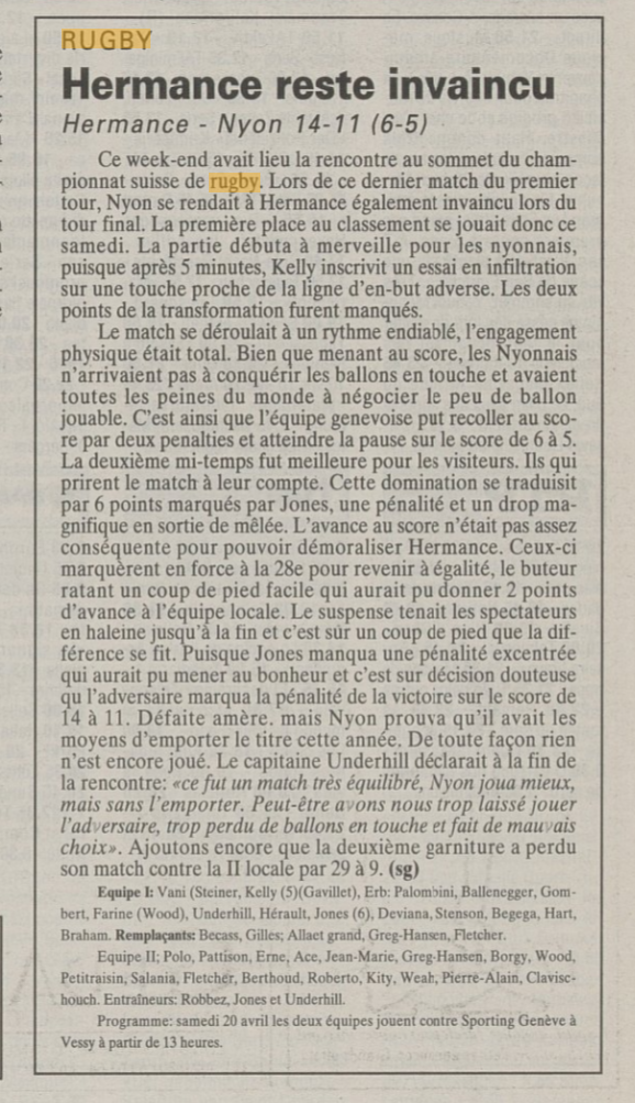 Hermance 14 - Nyon 11