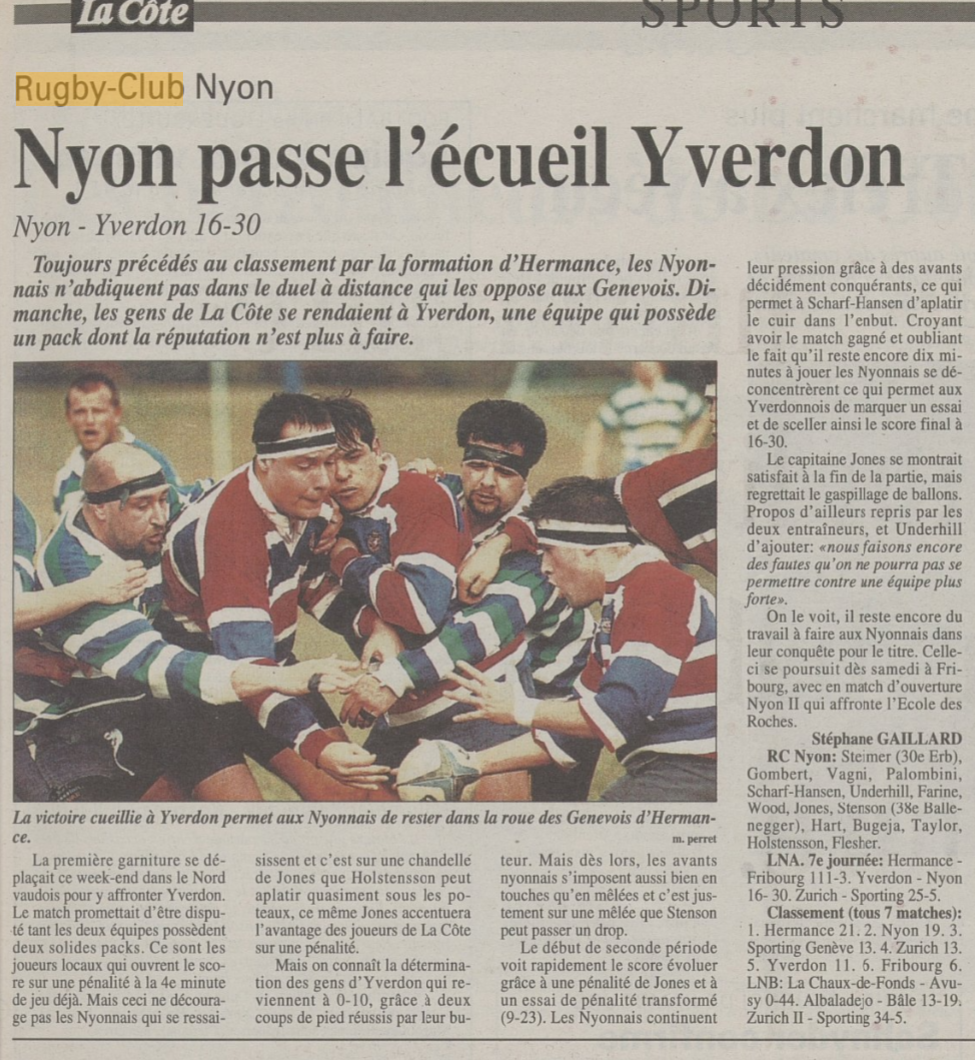 Yverdon 16 - Nyon 30